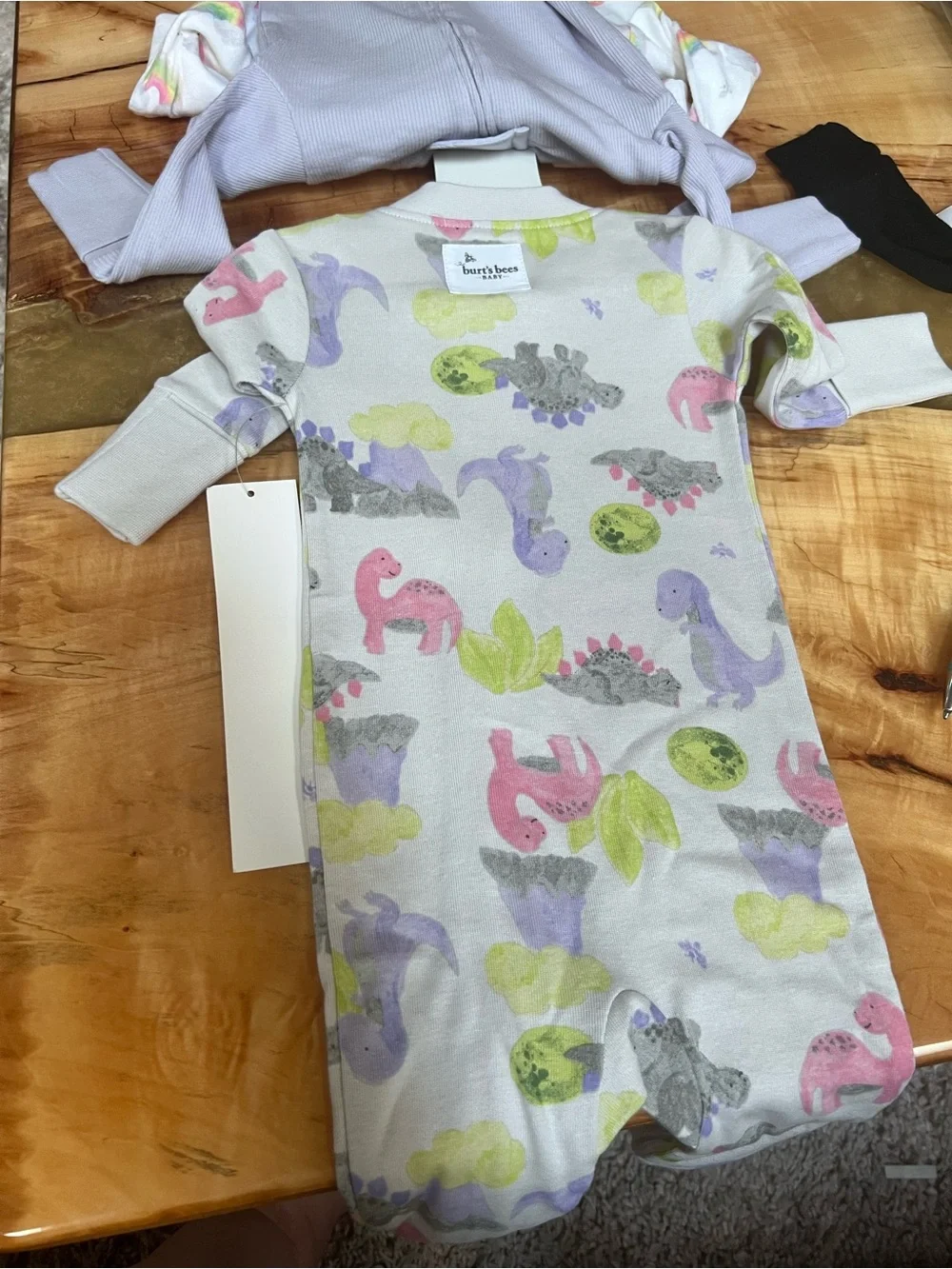 Burt's Bees Pastel Zip 3 Piece Sleeper Set